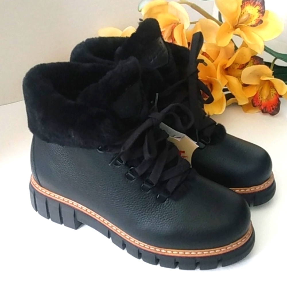 OSCAR SPORT HAND MADE ITALIAN LEATHER FUR LINED ANKLE BOOTS SIZE 6.5 NWT